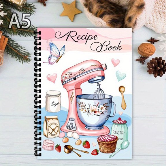 Cuaderno planificador anual de limpieza del hogar | Diario de recetas encuadernado en espiral | Cuaderno de papel con estilo para organizar recetas y planificar comidas (21 x 14 cm)