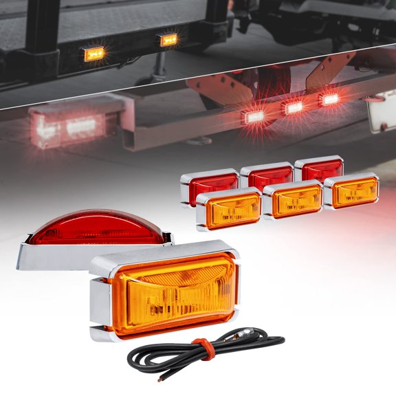 Luces Marcadoras TRUE MODS Juego de 8 piezas 2.5" LED Ámbar y Rojo para Remolque