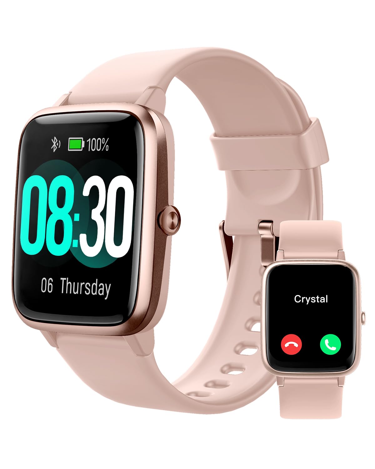 Reloj inteligente GRV para iOS y Android con llamadas IP68 rosa