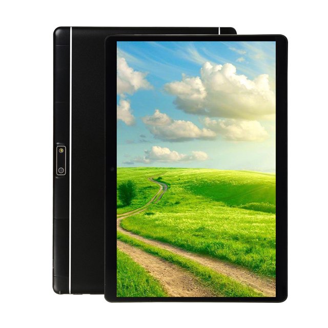 tablet pc android 5.1 sistema operativo 10.1 pulgadas pantalla hd ocho núcleos procesador 1gb ram y 16gb rom tf expansión admite wifi incorporado, bluetooth, gps tablet pc Vista frontal centrada de una tablet negra de 10.1" (24x17x0.69 cm) con pantalla HD que muestra un paisaje; parte trasera en ABS visible con cámara y borde liso. Ideal para multimedia, navegación y tareas diarias; a menudo usada también para lectura y estudio en viajes.