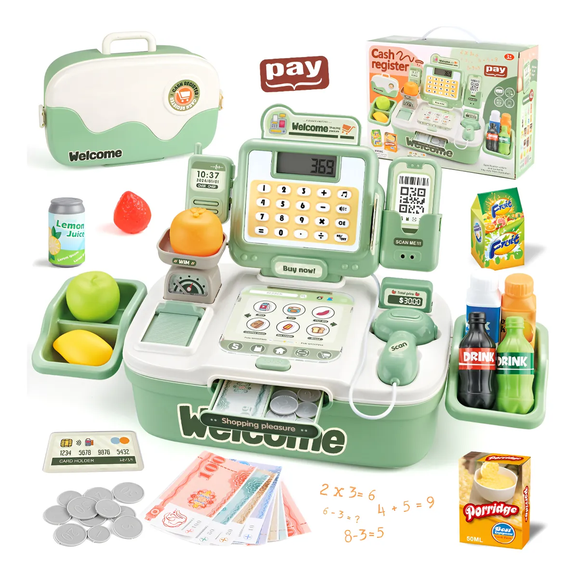 Caja Registradora Supermercado Juguete 42ps Regalo Nino Xtellar verde