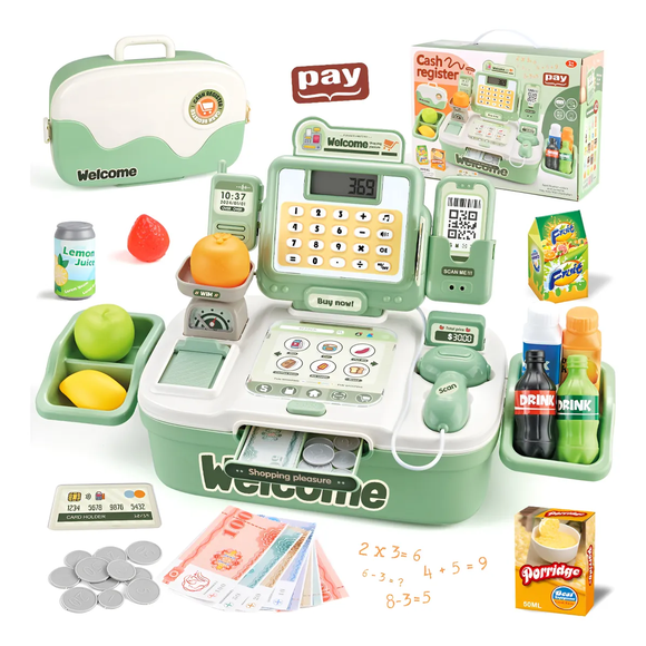 Caja Registradora Supermercado Juguete 42ps Regalo Nino Xtellar verde