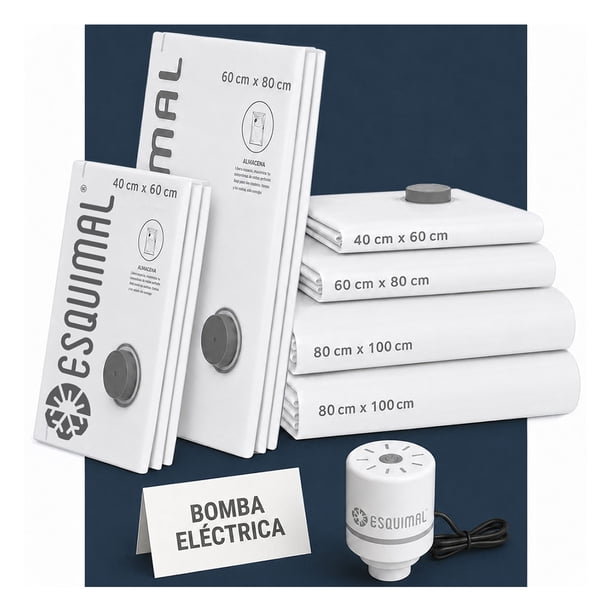 Bolsas de Almacenamiento al Vacio Esquimal 6 Piezas Medidas Mixtas con Bomba Eléctrica