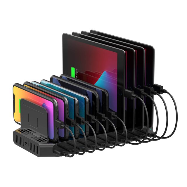 Estación de carga Unitek con 10 puertos rápidos USB para iPad, iPhone