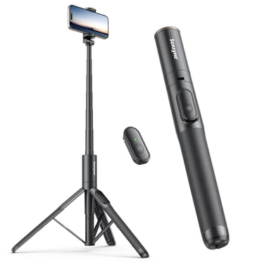 Sensyne 60 Phone Tripod & Selfie Stick, Lightweight All in One Phone Tripod Integrated with Wireless Remote Compatible with All Cell Phones for Selfie/Video Recording/Photo/Live Stream/Vlog（Black）