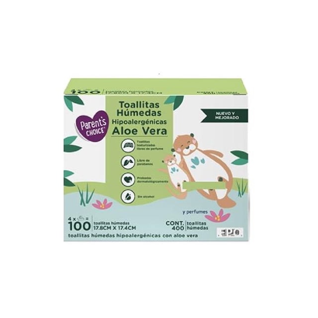 Toallitas humedas Parent's Choice aloe 400 toallitas