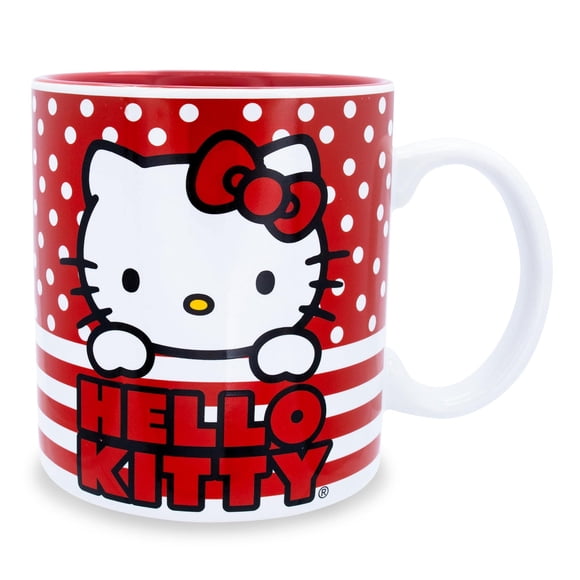 Taza plateada Buffalo Hello Kitty con lunares y rayas, 590 ml
