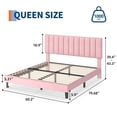 thumbnail image 2 of Yeshouse Estructura de cama tamaño Queen, cama plataforma tapizada en terciopelo con cabecero ajustable con capitoné vertical, no requiere somier, fácil montaje, color rosa, 2 of 7