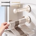 thumbnail image 1 of Estante organizador de perchas | Pack de 2 perchas de plástico extensible para apilar beige | Portalavandiéros que ahorran espacio con ventosa, diseño telescópico ajustable para 15-20 perchas, 1 of 6
