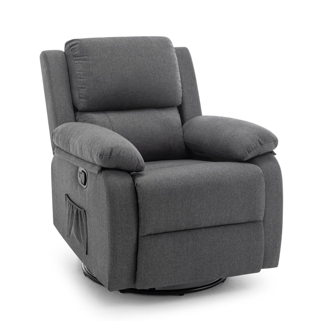 Korser Sillón Reclinable Giratorio 360°Adultos,Mecedora Pequeña Para Espacios Reducidos,Lino,Gris