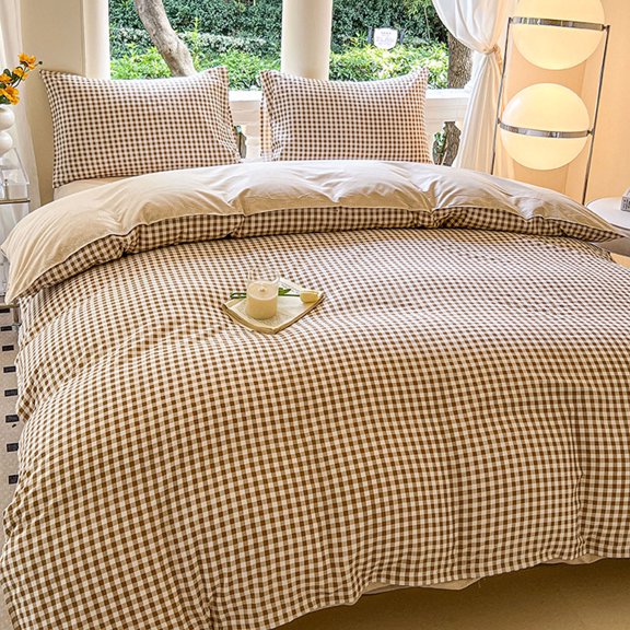 CaiYueKe Bedding Set Queen Size 4 Piece Duvet Cover Sheet Pillowcases Breathable Soft Microfiber All Season Hotel Bed Sheets Wrinkle Resistant Easy Care Modern Solid Color Bedroom Essentials