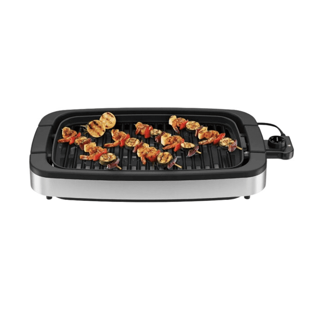 Parrilla Eléctrica Antiadherente Sin Humo Modelo Plateado