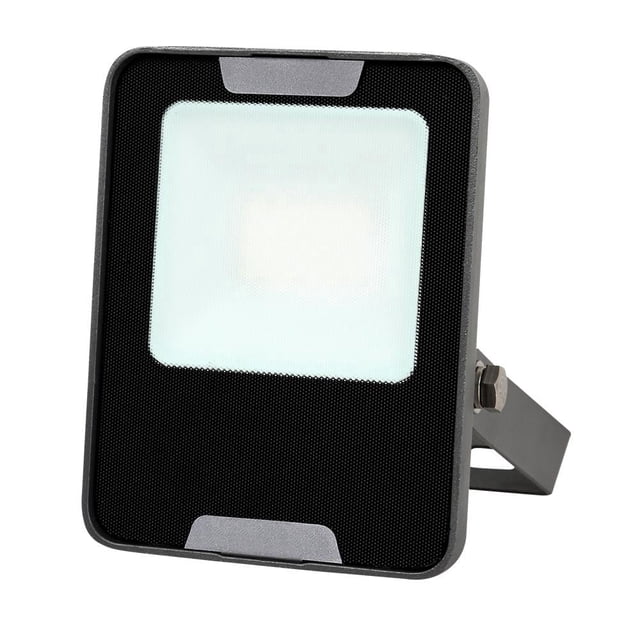 reflector tecnolite para exterior 20w reflector LED exterior negro de 20 W con panel difusor cuadrado, soporte metálico inclinable, 1600 lm, 6500 K, IP65, ángulo de dispersión 120°, vida útil 25,000 h; ideal para montaje en muro o piso y a menudo usado para iluminación de señalización exterior.