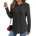 thumbnail image 2 of Sudadera con Capucha de Punto Acanalado Suave para Mujer, Suéter de Larga, Sudadera Ligera y Acogedora para Otoño. Negro M, 2 of 6
