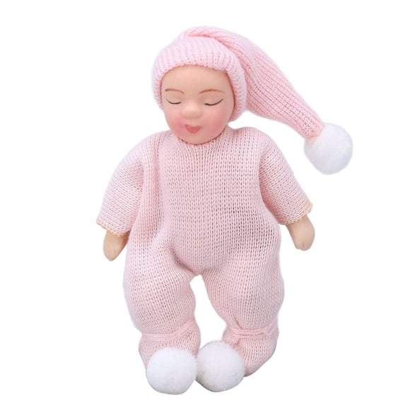 Casa de muñecas Porcelana Bebé Escala 1:12 Mini suéter rosa Casa de muñecas Figura recién nacida en miniatura