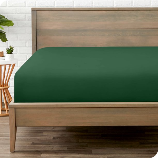 Bare Home Sábana Ajustable de Lujo Colección 1800, Ultra Suave, Bolsillo Profundo, Tamaño Twin-XL, Verde Bosque