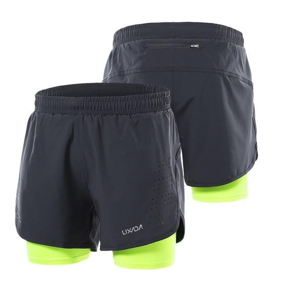 Shorts Deportivos Shorts de carrera Lixada 2-en-1 para hombre Secado rápido Ejercicio de entrenamien Lixada Shorts Deportivos