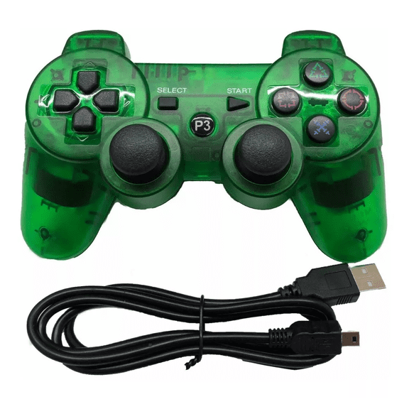 Control Inalámbrico Malubero Compatible Con Ps3 Cable De Carga Verde