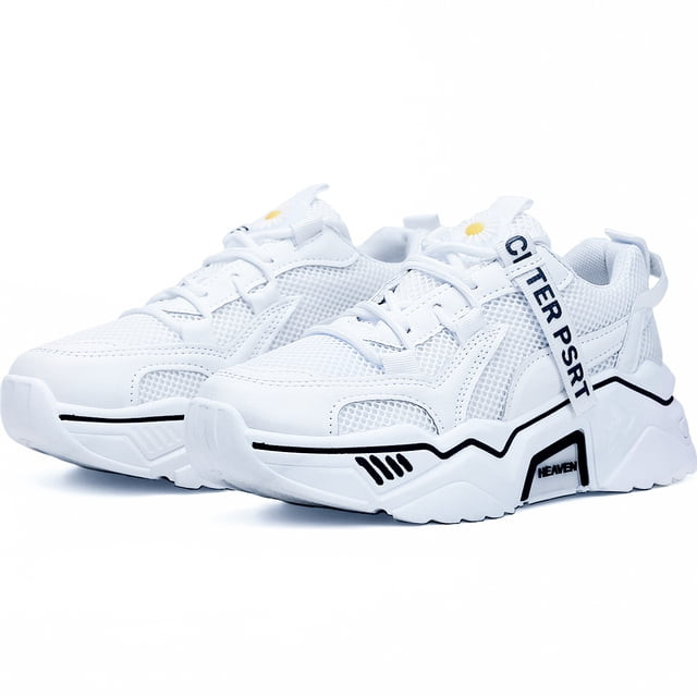 tenis dama, zapatillas dama deportivas, zapatillas de malla transpirable para mujer, zapatillas de deporte casuales de moda para entrenamiento caminar correr gimnasio — Shendy Vendy Negro: par de tenis deportivos con malla transpirable y diseño ligero, vista 3/4 frontal con cordones, tirador trasero y entresuela de perfil grueso; suela antideslizante de tracción visible; ideales para caminar, correr y gimnasio, y también adecuadas para viajar.