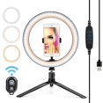 thumbnail image 4 of Anillo de luz con trípode grande, anillo de luz de 12" para selfies, anillo de luz LED ajustable para TikTok/YouTube/transmisión en vivo/maquillaje, 210 cm, con control remoto Bluetooth, 4 of 5