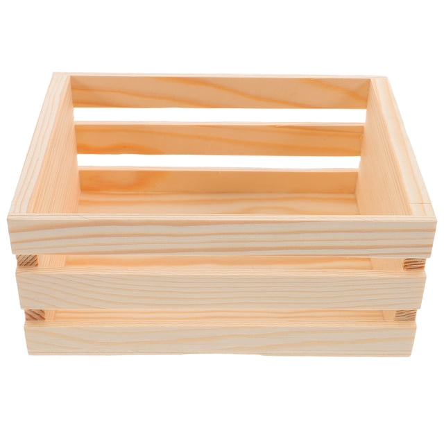 cajas de madera, cestas pequeñas de madera para almacenamiento, contenedores de almacenamiento, caja de madera para escritorio, accesorios para artículos diversos, contenedor de almacenamiento Beige caja de madera NoXiyMX 16 x 12 x 7 cm, vista frontal centrada de mini caja rectangular de listones con diseño hueco y vetas naturales en madera clara, pensada para organización de escritorio y almacenamiento de papelería; también suele usarse para guardar pequeños utensilios de cocina.