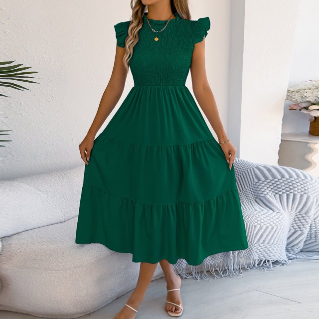 TaTaai Women‘s Sleeveless Shift Dress, Tank Top Style Round Neck Midi, Solid Color Casual Summer Dress, Loose Fit Day to Day Dress Gift