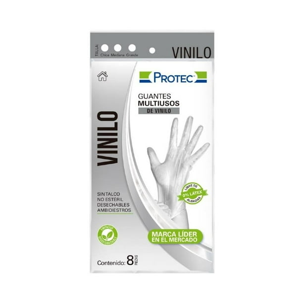 Guantes Protec vinilo stretch 8 pzas