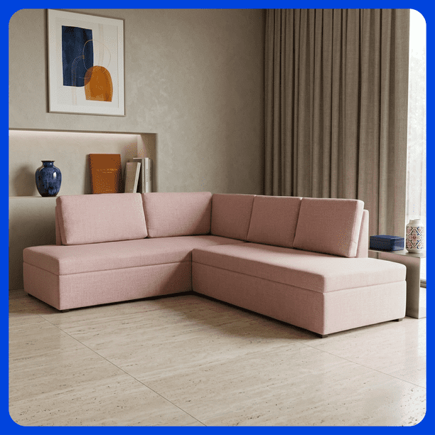 Sillón Sala Leon Esquinera En L 2 Piezas 5 Plazas Linato Armada Azul
