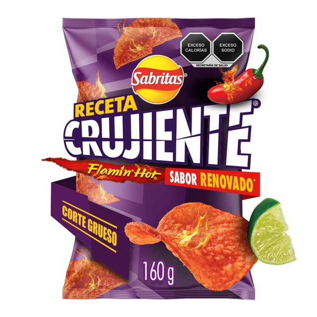 Papas fritas Sabritas Receta Crujiente Flamin´Hot sabor chile y limón 160 g