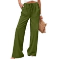 thumbnail image 1 of TaTaai Spring Summer Solid Color Women Casual Pants Cotton Linen Elastic Waist Straight Leg Breathable Lightweight Machine Washable No Fading Daily Wear Trousers Gift, 1 of 8