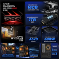 thumbnail image 3 of Computadora Gamer Completa Xtreme PC Gaming AMD Radeon RX 7600 Ryzen 7 5700 16GB SSD 1TB Monitor Curvo 27 180Hz Black experiencia de juego fluida en nivel medio, 3 of 6