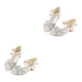 thumbnail image 3 of Zapatos con purpurina Qarigey para niñas fiesta de ballet sandalias de Navidad punta abierta cristal Plata 31/20cm 2piezas, 3 of 6
