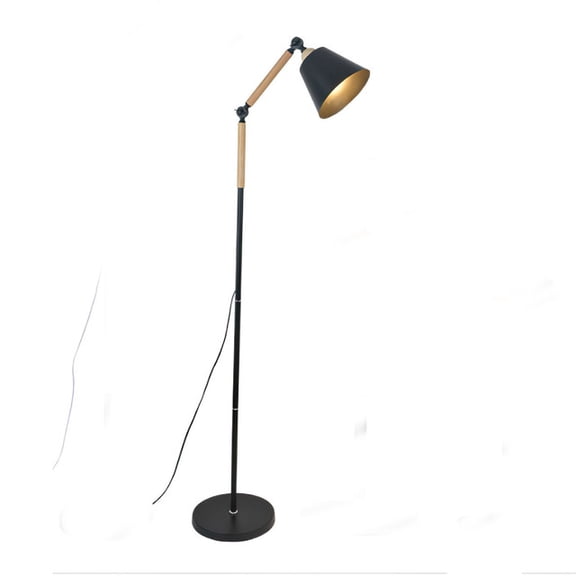 Lámpara de pie ajustable ilios innova madera hierro 160 cm color negro mate