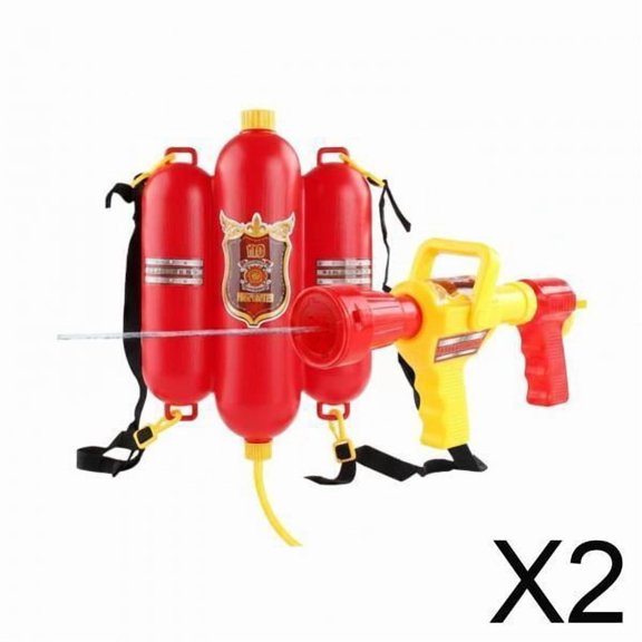 2x Mochila De Bombero Juguete De Playa Acuático Set De Juego De Rol De Bombero Diseño Realista Set De Disfraz De Bombero Para Niños, Pistola De Agua Contra Incendios Para Exteriores