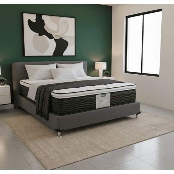 Colchon King Size Restonic Ortopedico Moon Care Calm + Box King Size Linato Gris Oxford