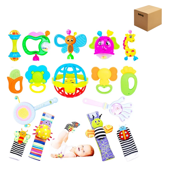 Sonajas Para Bebe Calcetines Juguetes Estimulación, kit 16pcs Belug, Colores