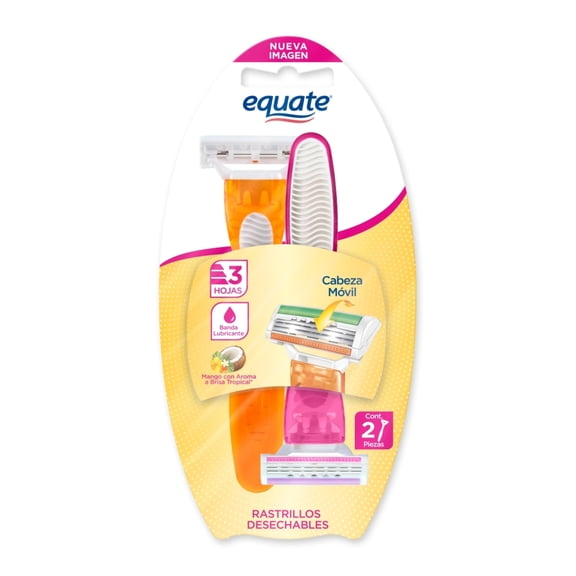 Rastrillos desechables Equate rastrillos desechables mujer 3 hojas 2pzas