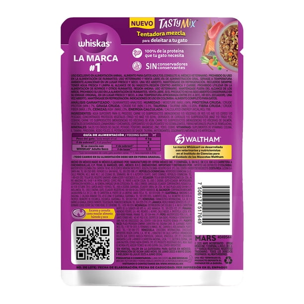 Imagen 5 de Alimento humedo para gato Whiskas Tasty mix Atún y Salmón 75g