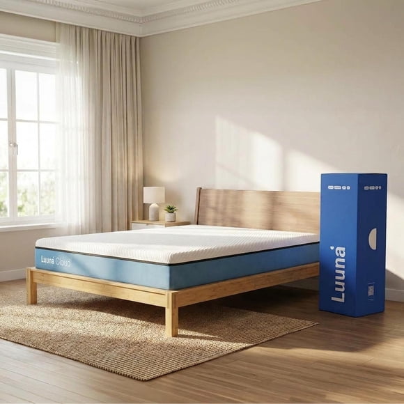 Colchón King Size en Caja Cloud Luuna 24 cm Medio Firme + Base de Cama Madera de Bambú