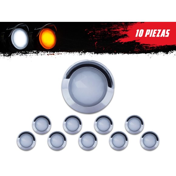 10 Plafones Botón 2 Leds Ámbar / Blanco Redondos Tunelight