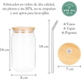 thumbnail image 3 of Set De 6 Vasos Lata Vidrio 16oz 473ml Con Tapas Bambú Popote 18pz, 3 of 9