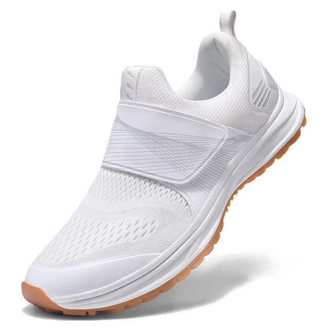 cycling shoes, indoor cycling shoes women, bike spin shoes with spd cleats, comfortable and breathable Blanco Kofuboke zapatilla de ciclismo indoor para mujer en vista 3/4; empeine de malla transpirable, cierre de Velcro ancho, cuello acolchado y tira de extracción en talón; suela con goma color cáñamo y alojamiento empotrado para calas SPD de 2 pernos (no compatible con Delta 3 pernos), placa de nylon integrada para mejor transmisión de potencia; tallaje mayor al estándar, medir largo en cm según tabla.