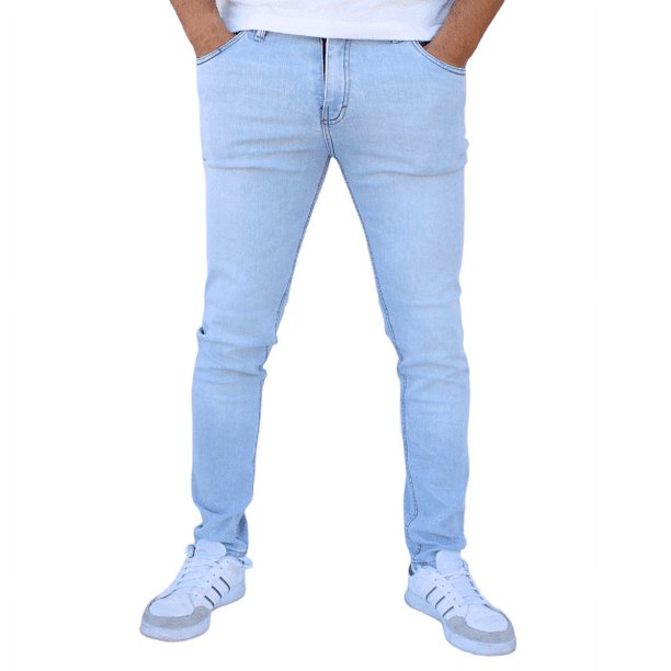 Pantalón de mezclilla stretch John Silver Corte skinny Color azul claro blinch