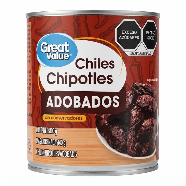 Chiles chipotles Great Value adobados 800 g