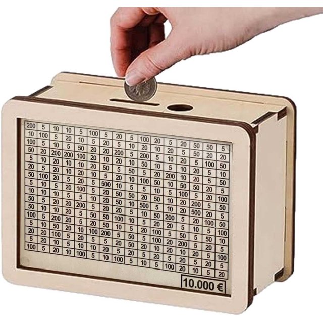 Caja de dinero de madera con mostrador - Caja de almacenamiento de efectivo de gran capacidad para objetivos de ahorro - Caja de ahorro portátil