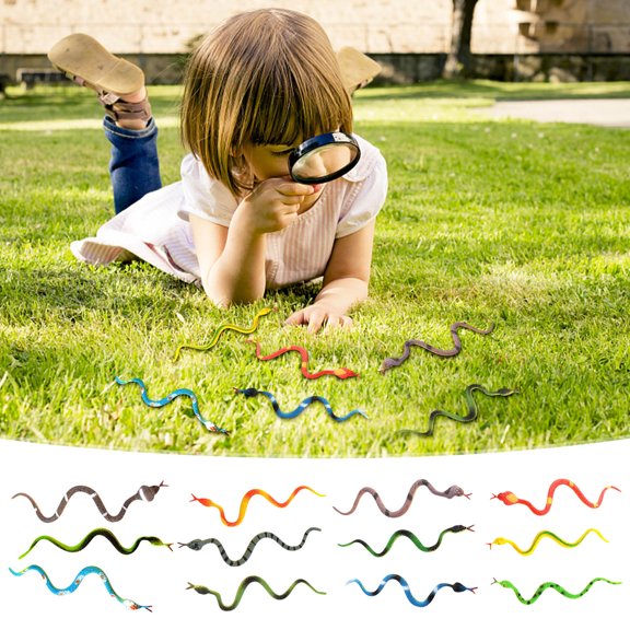 RKSTN halloween decroations 12 False Snakes Plastic Halloween Children's Toy Party 12 Kinds Of Colored Snake Courtyard Decoration Trick Toys
