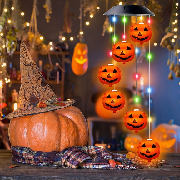 Nueva Cuerda de Luz Solar con Forma de Calabaza para Halloween con 8 Funciones Que También Emite Luz Led Decorativa.