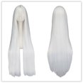 thumbnail image 1 of Zhuge Peluca lacia súper larga de 100 cm sin flequillo con raya en el medio, color blanco, para fiesta, anime, cosplay, cabello extra largo (blanco), 1 of 5