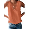 thumbnail image 1 of Camiseta de Tirantes Holgada Sin Mangas con Cuello en V y Encaje de Pestañas de Verano, Color Naranja, Talla XXL, 1 of 9