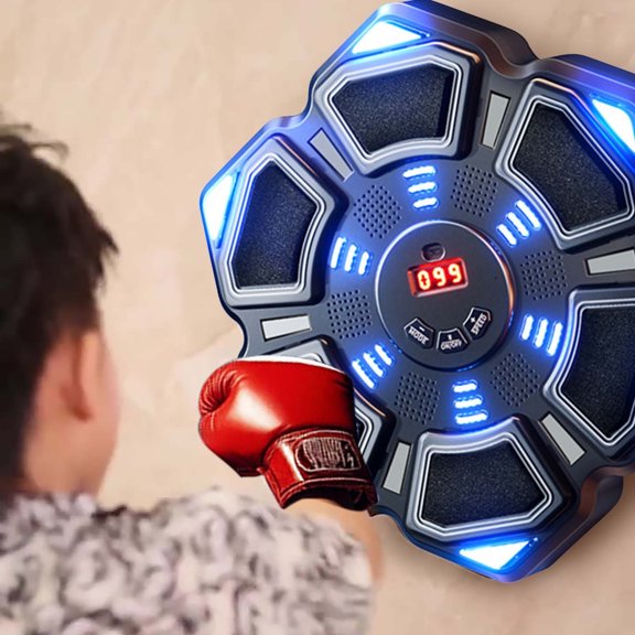 Bluetooth Smart Boxing Ball with LED Lights, Electronic Decompression Music Boxing Toy for Home Training, Interactive Punching Bag with Multi-layer Shock Absorption for Stress Relief & Fitness